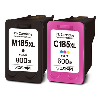 잉크다파라 삼성 호환잉크 INK-M185 C185 XL 세트 800매 특대용량, 1세트, M185XL 검정+C185XL 컬러