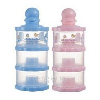 @企鵝寶貝@ KUKU 酷咕鴨 獨立式副食品奶粉罐/奶粉副食品分裝盒(小) (KU5417), 藍色/粉紅色, 1盒