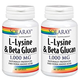 Solaray 左旋離胺酸β-葡聚糖膠囊 1000mg, 60顆, 2罐