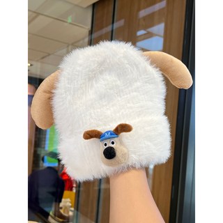 2025新款 卡通小狗毛線帽 秋冬保暖防寒 可愛護耳針織帽 女童毛茸帽