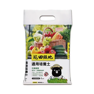 //綠閣// 6公升 花田綠地通用培養土 原包裝 蔬果花卉土 葉菜 香草 根莖類 瓜果 泥炭土 培養土 栽培介質, 1個