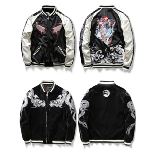 양면 잉어 용 자수 스카잔 루즈핏 점퍼 요코스카 잠바