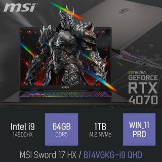 MSI 소드 17 HX B14VGKG-i9 QHD, WIN11 Pro, 64GB, 1TB, 그레이