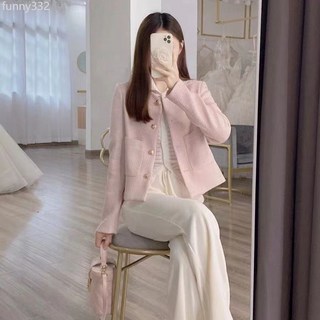 小香風女外套短款少女粉色薄款春秋上衣