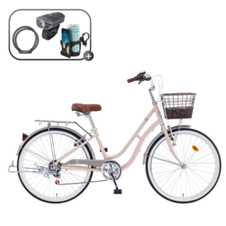 2026 삼천리 레스포 26 프림로즈 자전거 알루미늄 프레임 7단 변속 시티형 여성용자전거, 1개, 172cm, 아이보리 (99%조립)