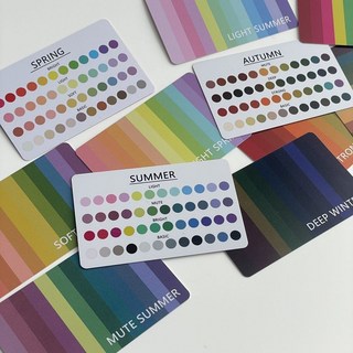 巨匠工廠SkinTest韓國色彩診斷四季12季型服裝色彩妝色美甲色便攜色卡, 套12張(高端PVC便攜90*54cm)