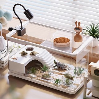 FONOW 아쿠아리움 거북이 사육함 어항 심플한 넓은 공간 어항, 1개, FONOW-화이트