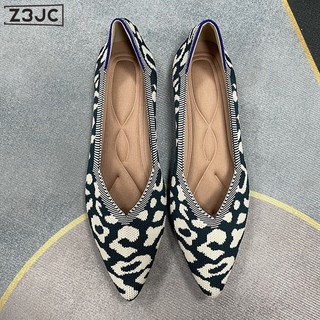 Z3JC 108圖志鞋廠經典王妃鞋尖頭淺口平底單鞋女飛織多色大碼41-43船鞋