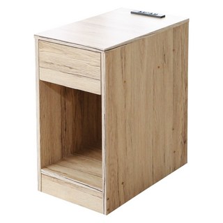 Akira MIT附插座單抽床頭櫃BO043 櫃子 邊櫃 沙發邊桌 收納櫃 電話桌 置物櫃 床邊櫃, 漂流木紋, 1個