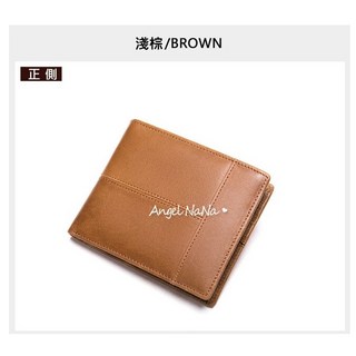 【AngelNaNa】高質感頭層牛皮真皮短夾，多卡格男士防RFID皮夾