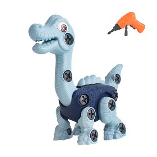 JoyBaby 組裝恐龍玩具 兒童玩具恐龍蛋 DIY霸王龍三角龍益智積木 拆卸拼裝恐龍 擰螺絲玩具, 腕龍-電鑽版, 1個