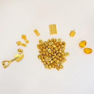 聚寶小舖 一桶金招財組 (小金桶/大金桶) 元寶 金條 金龜 如意 花生 算盤 金鏟子 琉璃元寶 擺飾配件, 聚寶A組(不含桶子)-適用小金桶