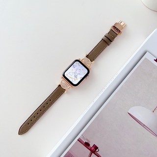 鑲鑽真皮錶帶 適用於 Apple Watch 蘋果手錶帶 褐色, 褐色,38/40/41（10/11代42mm）, 1個