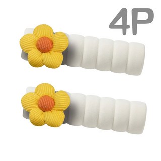 쬬린 플라워 문손잡이 보호쿠션 커버, 엘로우 4P