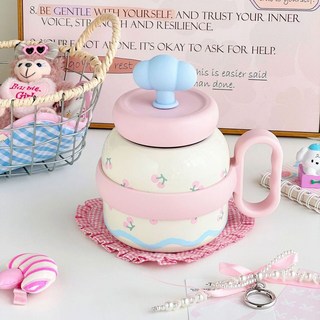 杯子女生高顏值水杯輕奢高級感咖啡保溫杯陶瓷內膽桌面吸管杯陶瓷保溫杯保溫瓶保溫壺水壺水瓶咖啡杯果汁杯飲料杯環保杯, 櫻桃-750ml,送蝴蝶結+kt貓, 1個