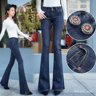 牛仔褲 喇叭褲 黑色牛仔褲 女 新款 寬鬆直筒 高腰顯瘦 微喇叭褲