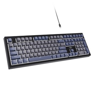 【Foxxray】BKL-90 霧影極致靜音有線薄膜鍵盤 - 類紅軸手感、球型鍵帽、19鍵不衝突、雷雕注音電競鍵盤, 黑藍拼色