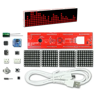 호환 DIY LED 음악 스펙트럼 DS1302 도트 매트릭스 시계 전자 납땜 키트 리듬 라이트 USB 전원 DC5V 마이크, 05 DOT-Red