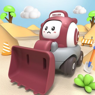 ROLLER 變臉口哨工程車 慣性滑行玩具車 兒童益智工程車組, 1個, 紅色推土機
