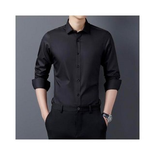 長袖襯衫男女新款竹纖維免燙高檔商務襯衣情侶款職業裝上班翻領多色防皺西裝男裝上衣