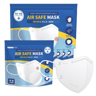 에어세이프 KF94 새부리형 마스크 대형, 화이트, 1개, 100매입