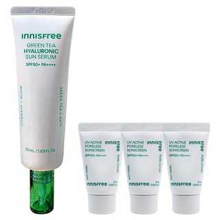 이니스프리 그린티 히알루론산 진정수분 선세럼 50mL+(포어리스 선스크린10mlx3개 증정), 3개, 10ml