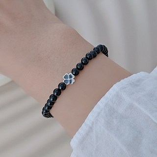 이스테리 실버925 행운 클로버 천연 원석 은팔찌 합격 기원 소원 남녀공용