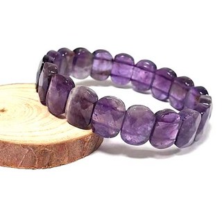 紫水晶手鍊 圓潤彈性設計 紫色 寬約1.5公分 簡約百搭風格