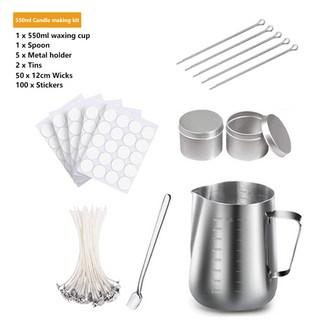 양초 만들기 키트 DIY 공예 도구 비누 왁스 붓는 냄비 심지 스티커 거치대, 01, 01 550ml wax making kit, 1개