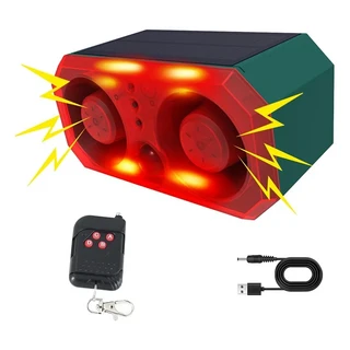 XTECH 태양 야외 모션 센서 알람 13 사운드 130Db 듀얼 스피커 모션 감지기 알람 라이트 농장 마당에 대, 01 Red  Green