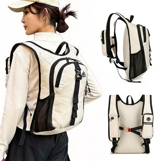 Jeernare 방수 초경량 3층 등산가방 접이식 수납 일체형 등산배낭 낚시 사이클 트레일러닝 백팩, 오트밀 베이지