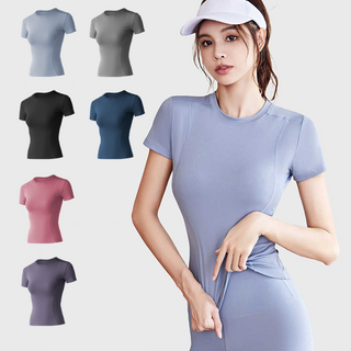 [1+1]씨엠 슬림핏 여성용 요가 필라테스 반팔 티셔츠