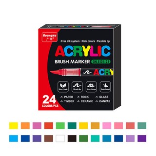 미니플 컬러웨이브 전문가용 아크릴 마카펜, 1세트, 24개