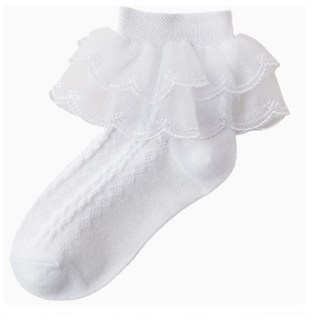 女童蕾絲雙層花邊襪 適合公主鞋與娃娃鞋