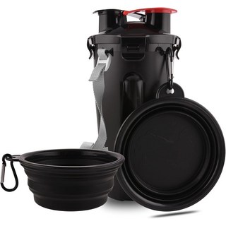 반려견 여행용 물병 접이식 그릇 그릇이 있는 반려동물 사료 용기 1개 중 2개 걷기 여행 캠핑 하이킹을 위한 야외 휴대용 물그릇블랙, White