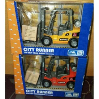 仿真合金模型車CT-1309有聲堆高機，迴力合金工程車玩具，ST安全認證, 1個, 隨機出貨(不挑色)