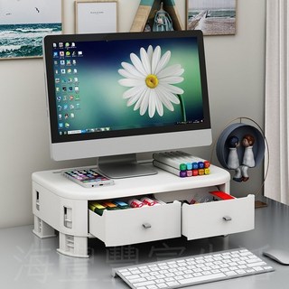 免安裝螢幕增高架附抽屜, 杏色