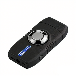 多功能USB充電電子打火機 LED燈光指尖陀螺 防風敲擊個性紓壓, 黑磨砂, 1個