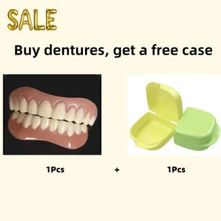 1Pcs 틀니 및 치아 케이스 상부 베니어 교정기 용 시뮬레이션 스티커, 01 upperand lower teeth