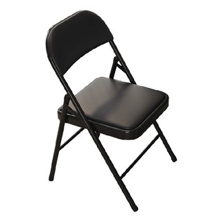 碳鋼PU椅面輕巧便攜安全舒適 多用途家用辦公會議椅, 特厚1.2mm方形折合椅-PU黑色-4KG-1入/(一張訂單最多6個), 1件