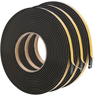 도어 폼 1/4인치 단열 문 1/2인치 26피트 씰링 스트립 화이트 및 윈도우 고밀도 개스킷 창문 스트리핑 방풍 자가 접착 웨더 창문용 테이프, 1/4 In 1/8 In x 59Ft, Black, 1개