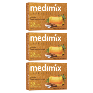 medimix 印度檀香皂 125g 添加檀香油 經典草本香皂 溫和清潔不刺激, 3個