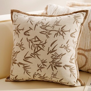 復古花朵抱枕套 客廳沙發床上飄窗靠枕 棕色床頭靠墊含芯