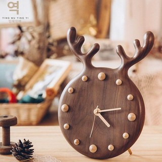 선물 두루마리 동키 케이스 강아지 티슈 우드 롤홀더 호두나무 벽걸이 당나귀 친구집들이선물 사빌리+느티나무, 1개, 흑호두목 사슴뿔 시계 대형