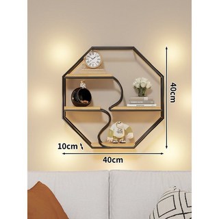 墻上裝飾品創意沙髮背景墻麵壁飾客廳餐廳臥室壁掛墻飾墻壁掛件, 經典黑色八角置物架