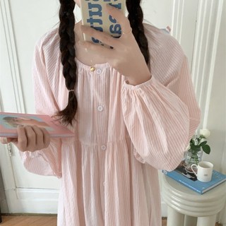 비앙키 면 원피스잠옷 스트라이프 임산부 공주 파자마 2color