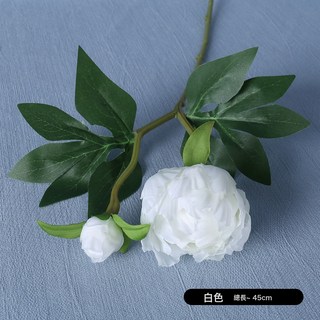 歐式迷你2頭仿真牡丹花婚慶家居軟裝插花絹花擺放花藝仿真芍藥, 1件, 白色:1個