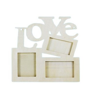 LOVE三連相框︱木質相框 造型相框 彩繪DIY 美勞材料 木製塗鴉 雪花泥黏土框 木製材料︱麥手作, 1件, LOVE三連相框