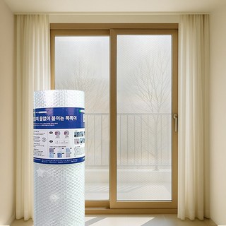 물없이 붙이는 창문 단열 뽁뽁이 6중 더블 무지 1m X 10m / 딱포미, 1개