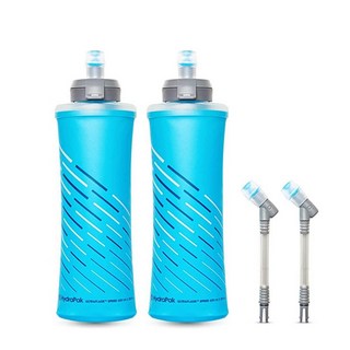 HydraPak UltraFlask 스피드 (500ml 또는 600ml) - 하이드레이션 조끼 및 러닝 팩용 접이식 소프트 플라스크 물병 쉽게 열 수 있는 캡 포함, 600ml 속도 - 2팩, 2개